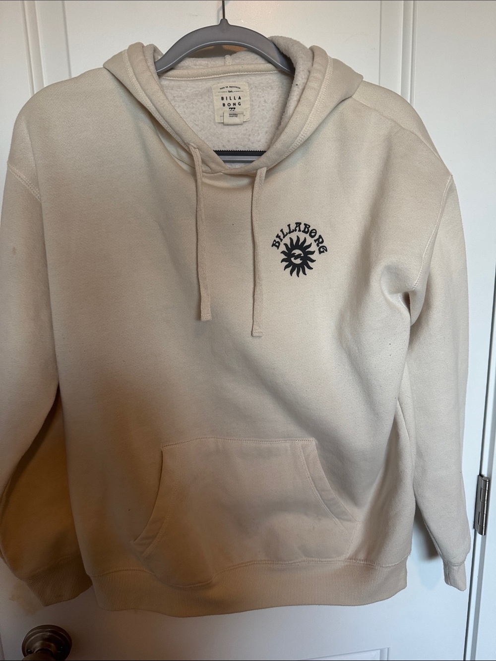 Billabong Cream Pullover Hoodie with Black Sun Logo